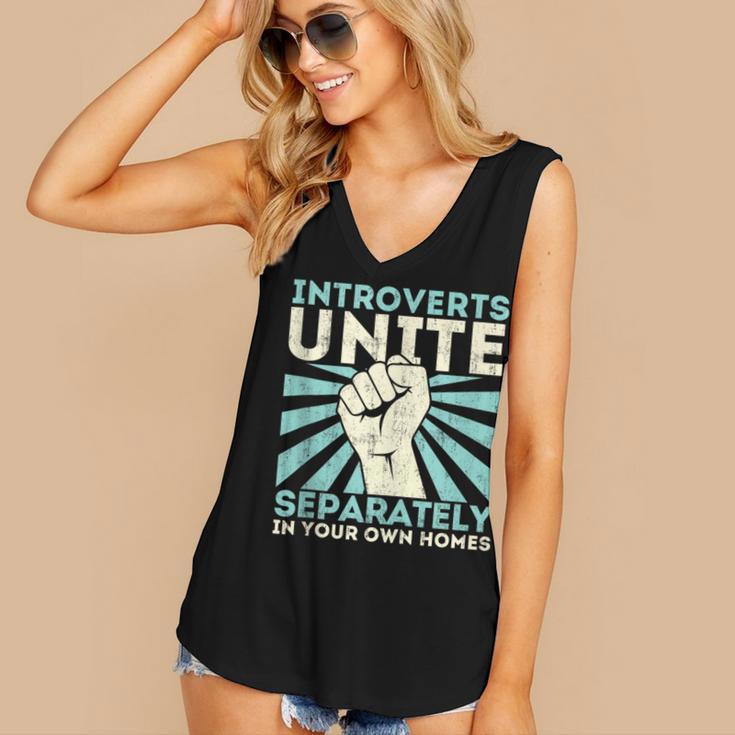 Introverts Unite Separately Introverted Antisocial Women's V-Neck Tank Top Introverts Unite Separately Introverted Antisocial Women's V-Neck Tank Top