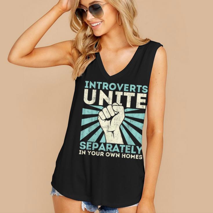 Introverts Unite Separately Introverted Antisocial Women's V-Neck Tank Top
