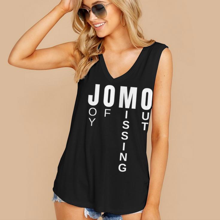 JOMO Joy Of Missing Out Sarcastic Introvert Women's V-Neck Tank Top JOMO Joy Of Missing Out Sarcastic Introvert Women's V-Neck Tank Top