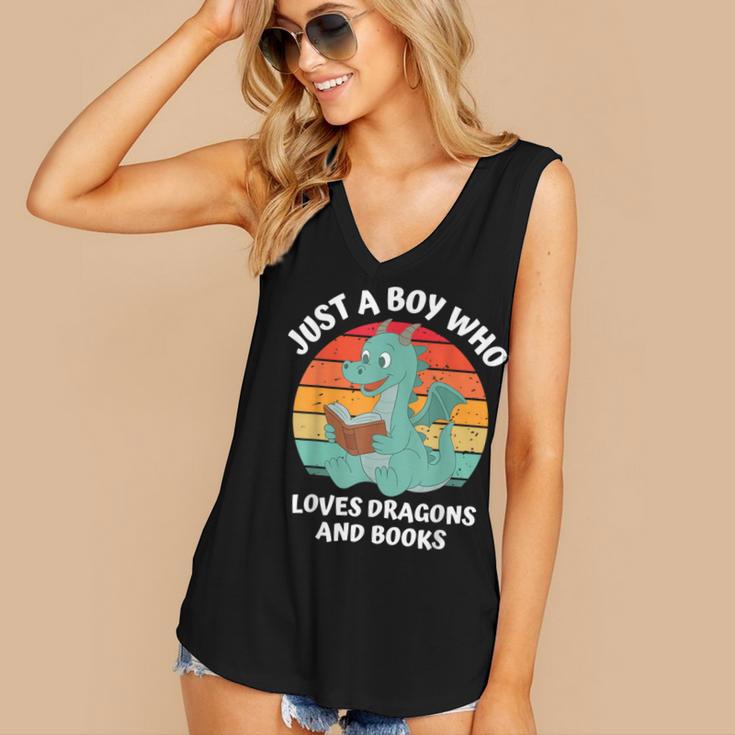 Just A Boy Who Loves Dragons And Books Kids Toddler Baby 5T Women's V-Neck Tank Top Just A Boy Who Loves Dragons And Books Kids Toddler Baby 5T Women's V-Neck Tank Top