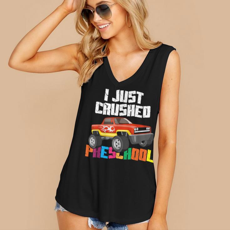 I Just Crushed Preschool Monster Truck Graduation Women's V-Neck Tank Top