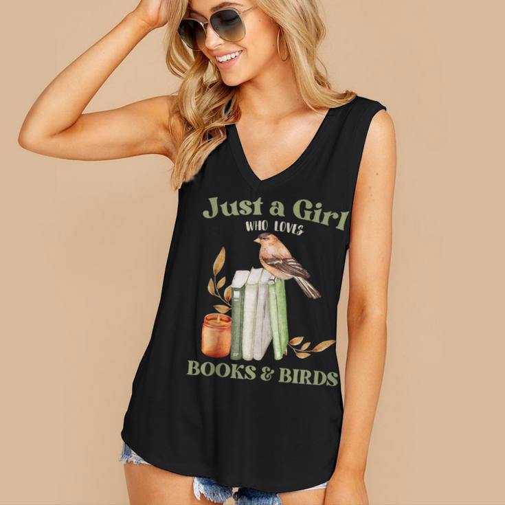Just a Girl Who Loves Books And Birds Book Reading Bird Love Women's V-Neck Tank Top