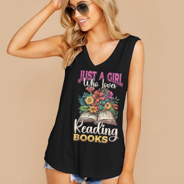 Just A Girl Who Loves Reading Books Women's V-Neck Tank Top Just A Girl Who Loves Reading Books Women's V-Neck Tank Top