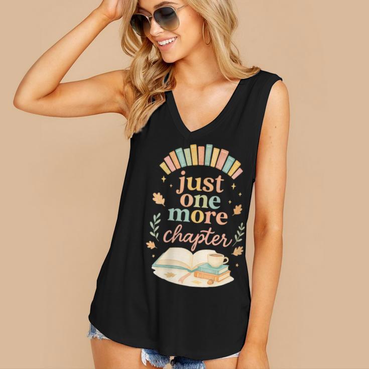 Just One More Chapter Cozy Book Lover Reading & Coffee Women's V-Neck Tank Top