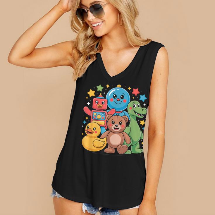 Kidcore Aesthetic Retro Vibes Colorful Cartoon Nostalgia Women's V-Neck Tank Top