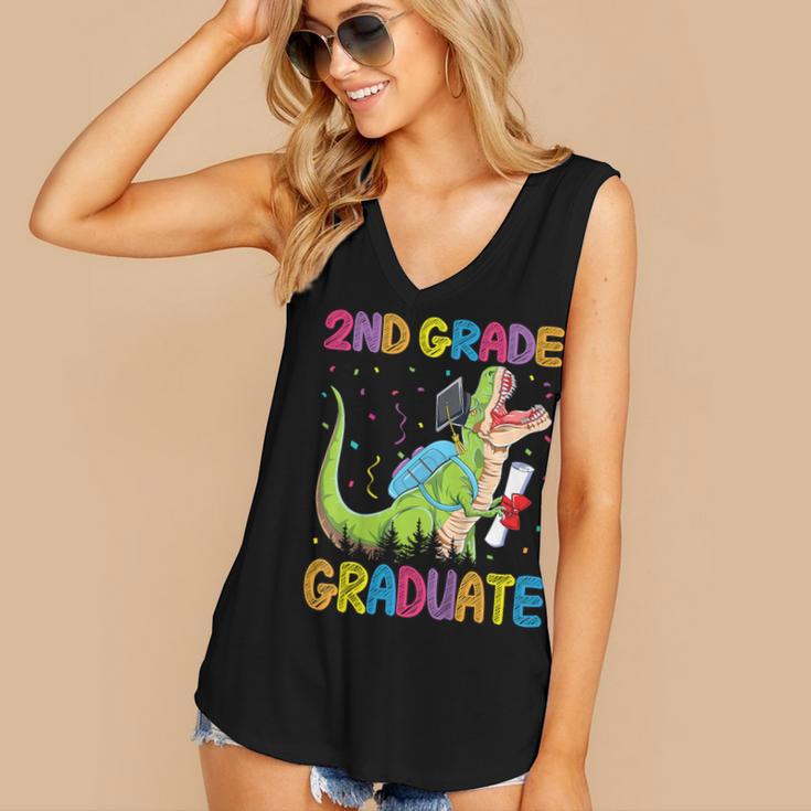Kids 2nd Grade Graduate Dinosaur Trex 2nd Grade Graduation Women's V-Neck Tank Top