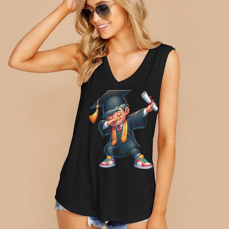 Kids Boys Grad Dabbing Graduation Class Of 2025 Women's V-Neck Tank Top