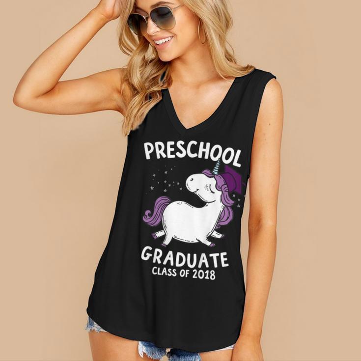 Kids Class Of 2018 Unicorn Preschool Graduation For Girls Women's V-Neck Tank Top