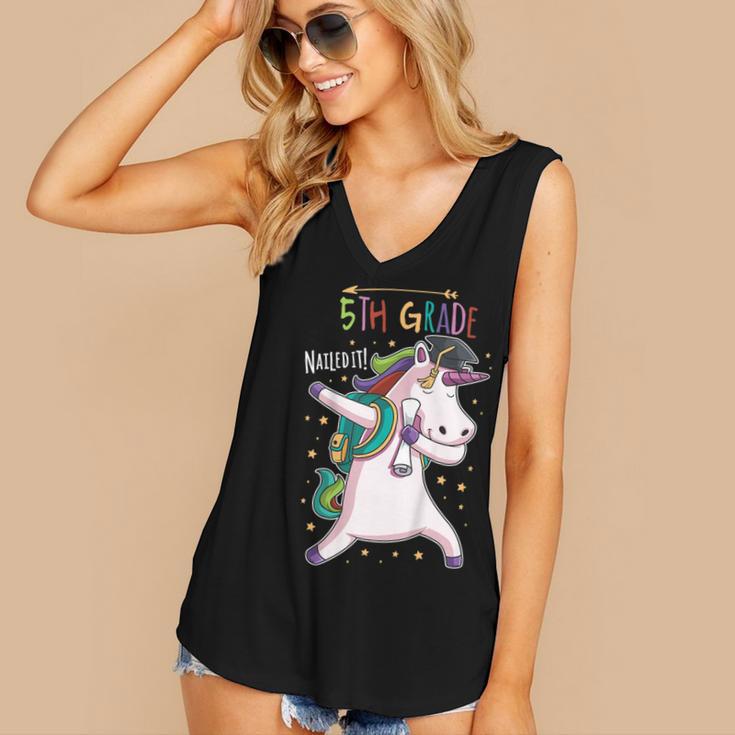 Kids Dabbing Unicorn Graduation 5th Grade Class Of 2019 Women's V-Neck Tank Top