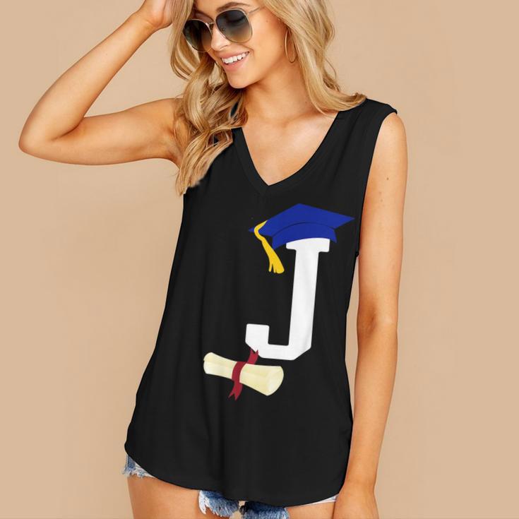 Kids Initial J Letter For Boys Preschool Graduation Kindergarten Women's V-Neck Tank Top