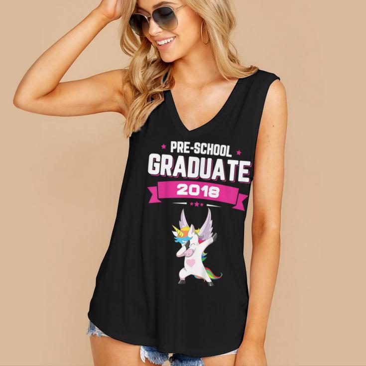 Kids Preschool Graduate 2018 Unicorn Dab Graduation Pre-K TShirt Women's V-Neck Tank Top