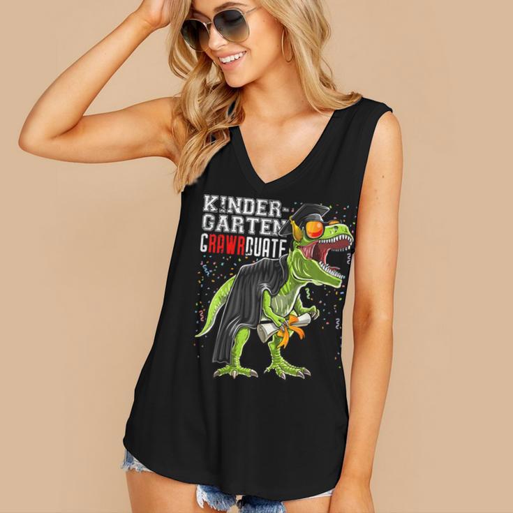 Kindergarten Grawrduate Dinosaur Graduation Cap Shirt Women's V-Neck Tank Top
