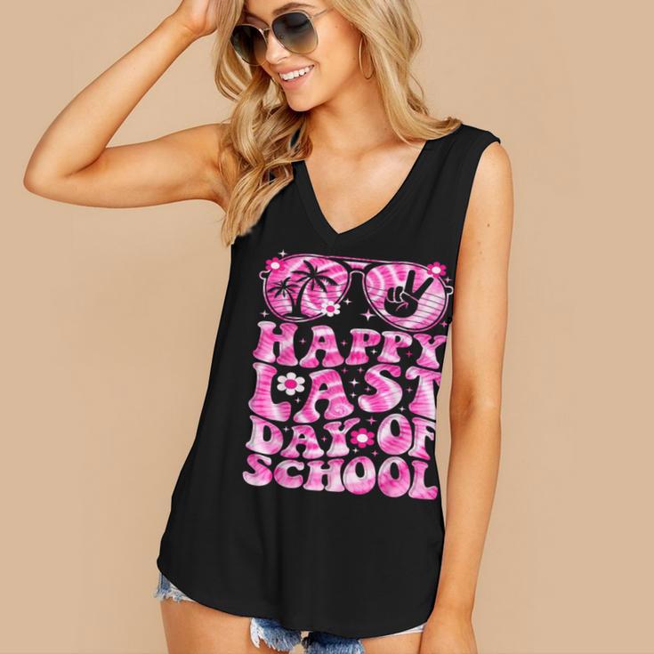 Last Day Of School Teacher Students School Graduation Groovy Women's V-Neck Tank Top
