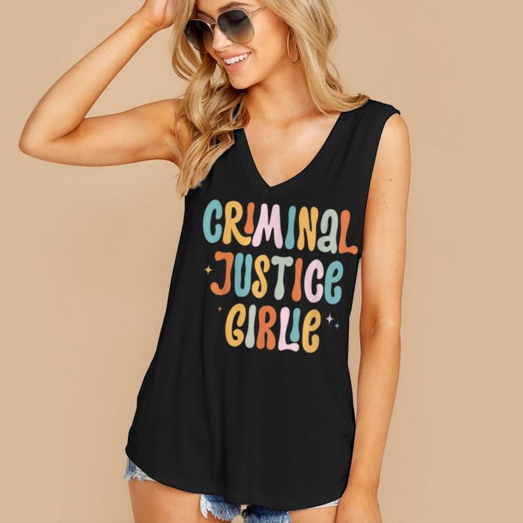 Lawyer True Crime Lover Addict Graduation Apparel Criminal Justice Girlie Major Degree Future Detective Women's V-Neck Tank Top