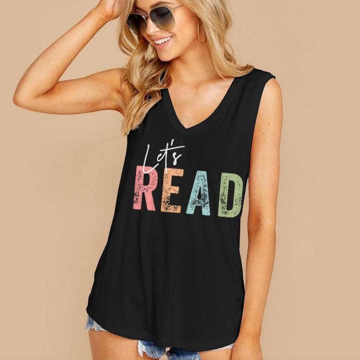 Let's Read Book Nerd Reading Book Lover Librarian Teacher Women's V-Neck Tank Top Let's Read Book Nerd Reading Book Lover Librarian Teacher Women's V-Neck Tank Top