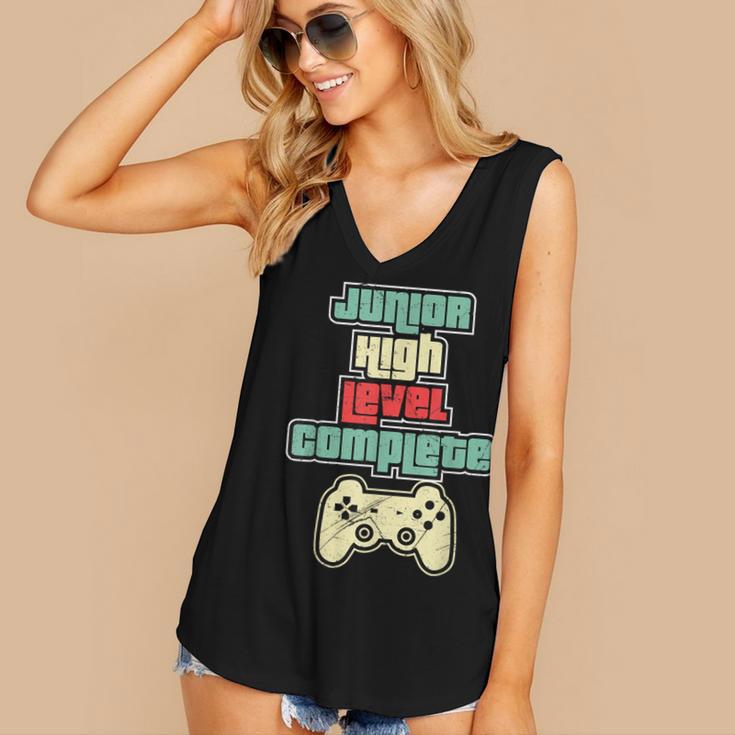 Level Complete Jr High School Graduation Grad SloganShirt Women's V-Neck Tank Top