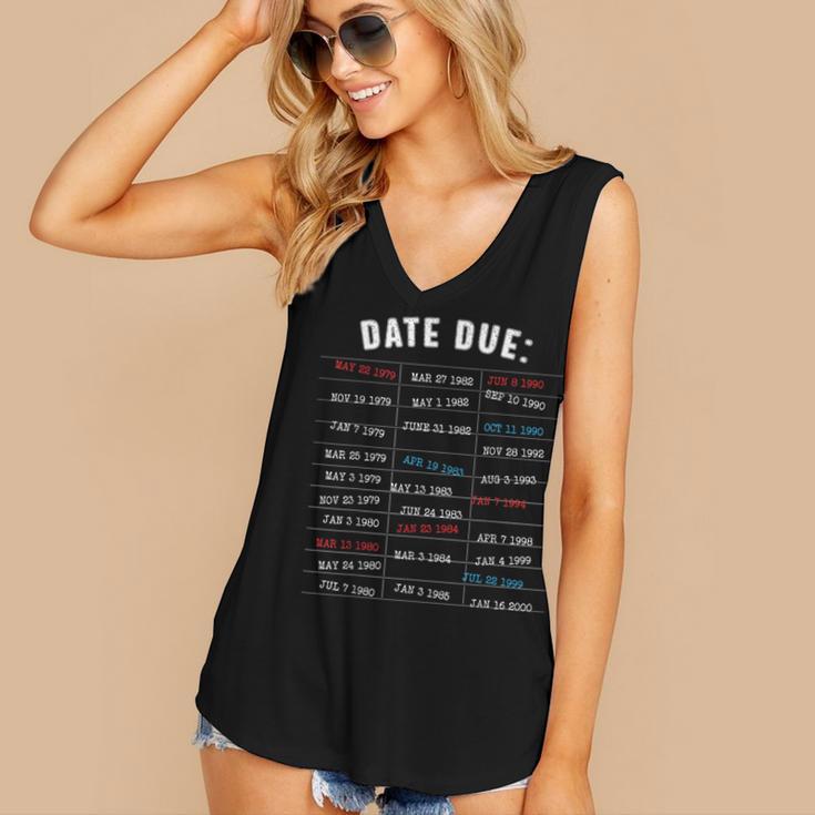 Library Due Date Stamp Card Librarian Book Reading Vintage Women's V-Neck Tank Top