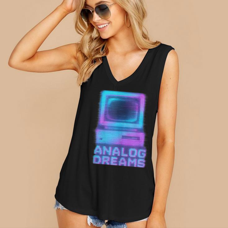 Lofi Reverie Analog Dreams Pixel 90s Desktop VHS Nostalgia Women's V-Neck Tank Top