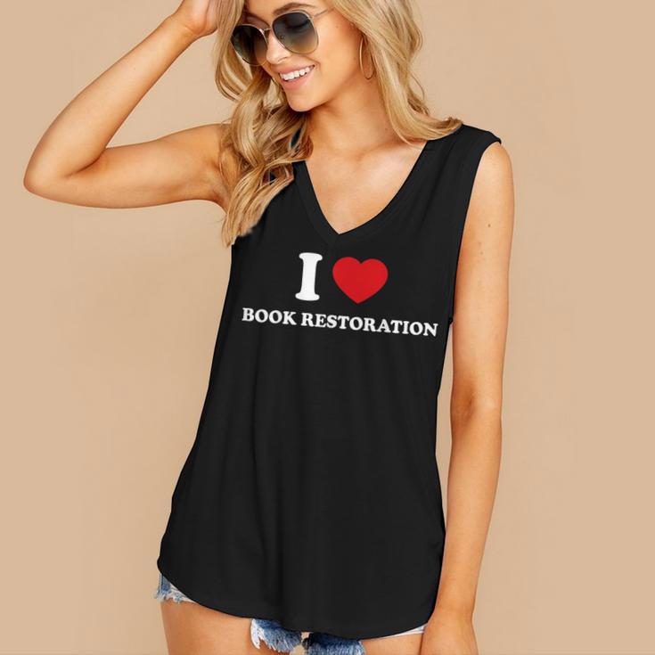 I LOVE BOOK RESTORATION Women's V-Neck Tank Top