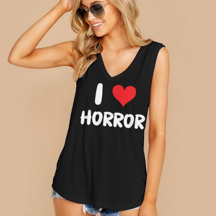 I Love Horror Heart Movies TV Show Books Writing Read Women's V-Neck Tank Top