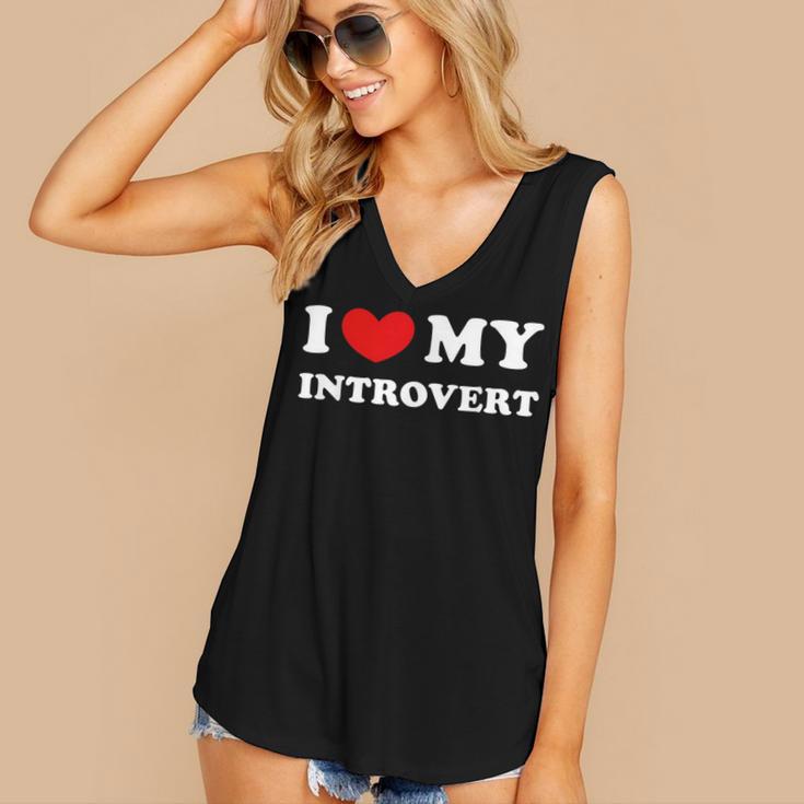 I Love My Introvert I Heart My Introvert Women's V-Neck Tank Top I Love My Introvert I Heart My Introvert Women's V-Neck Tank Top