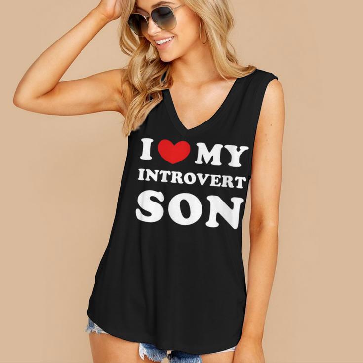 I Love My Introvert Son I Heart My Introvert Son Women's V-Neck Tank Top