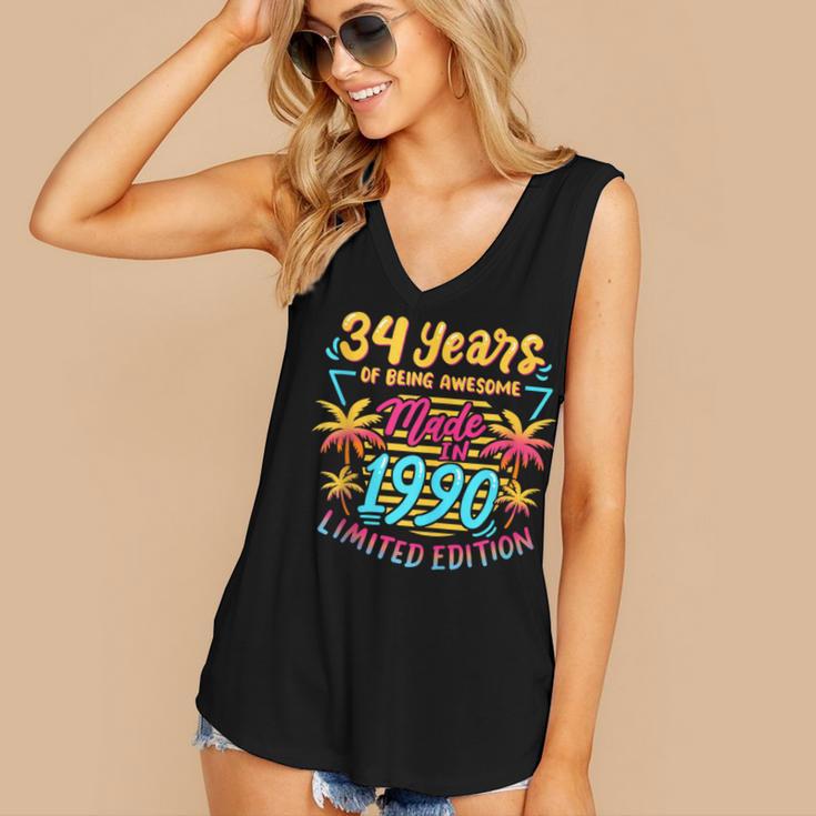 Made In 1990 Limited Edition 90s Nostalgia 34th Birthday Women's V-Neck Tank Top Made In 1990 Limited Edition 90s Nostalgia 34th Birthday Women's V-Neck Tank Top