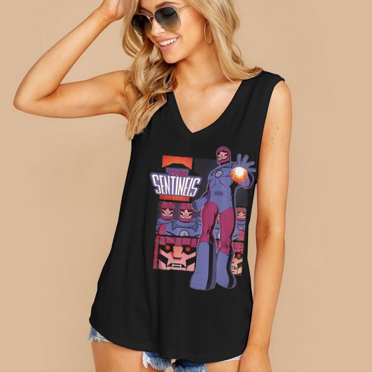 Marvel X-Men '97 Sentinels Vintage Classic Comic Book Panels Women's V-Neck Tank Top