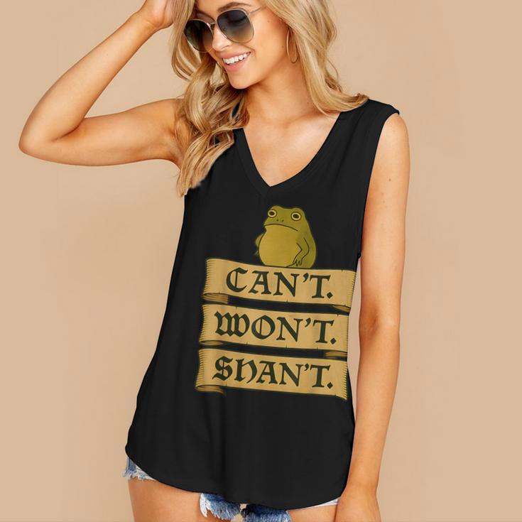 Medieval Frog Meme Sarcastic Introvert Humor Fantasy Women's V-Neck Tank Top Medieval Frog Meme Sarcastic Introvert Humor Fantasy Women's V-Neck Tank Top