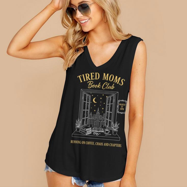Mom Book Club Tired Moms Book Club Running On Coffee Cha0 Women's V-Neck Tank Top