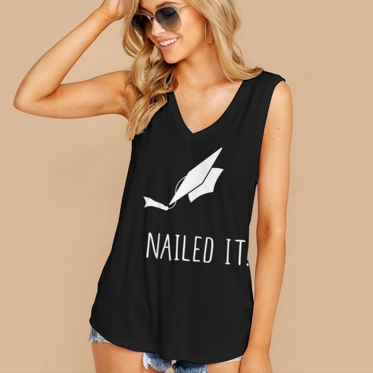 Nailed It Shirt Cute Graduation Grad Cap Women's V-Neck Tank Top