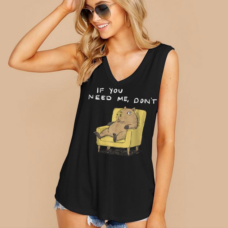 If You Need Me Don’t Introvert Capybara Sarcastic Women's V-Neck Tank Top