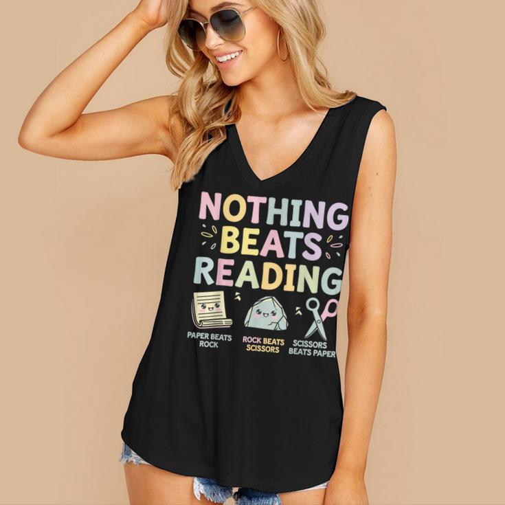 Nothing Beats Reading Book Librarian Across America Kids Women's V-Neck Tank Top Nothing Beats Reading Book Librarian Across America Kids Women's V-Neck Tank Top
