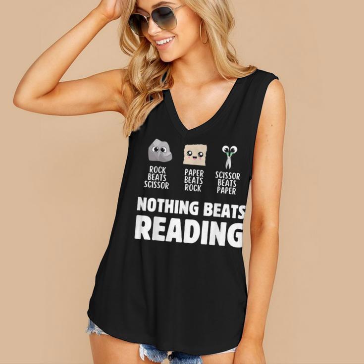 Nothing Beats Reading Librarian Book Bookworm Women's V-Neck Tank Top