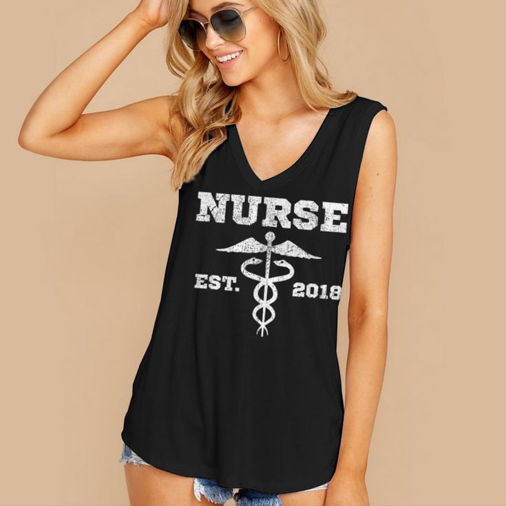 Nurse Nursing GraduationShirt Nurse Est 2018 Women's V-Neck Tank Top