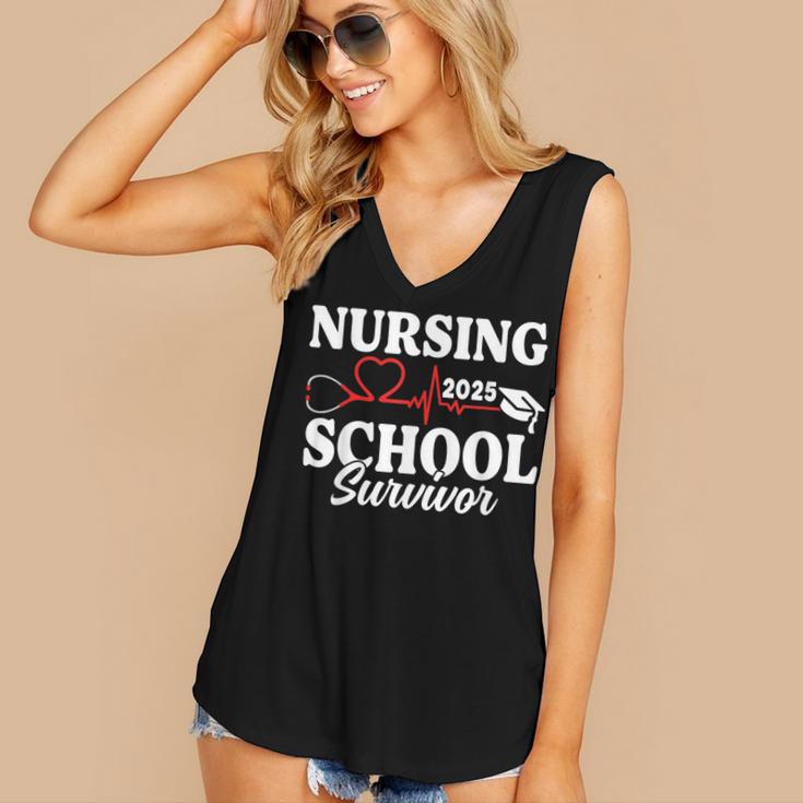 Nursing School Survivor 2025 RN ER Graduation Nurse Grad Women's V-Neck Tank Top