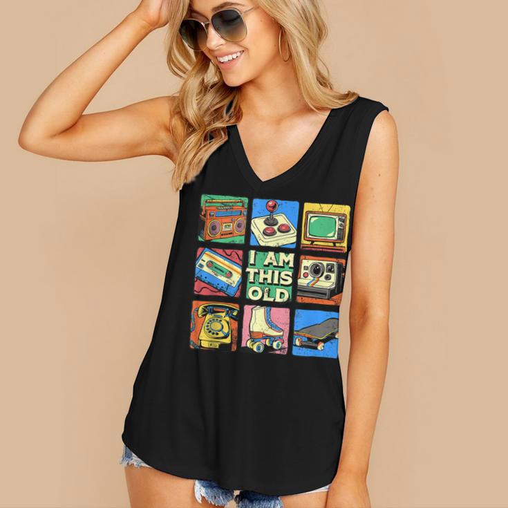 I Am This Old Retro Vintage Nostalgia 80s 90s Cassette Tape Women's V-Neck Tank Top I Am This Old Retro Vintage Nostalgia 80s 90s Cassette Tape Women's V-Neck Tank Top