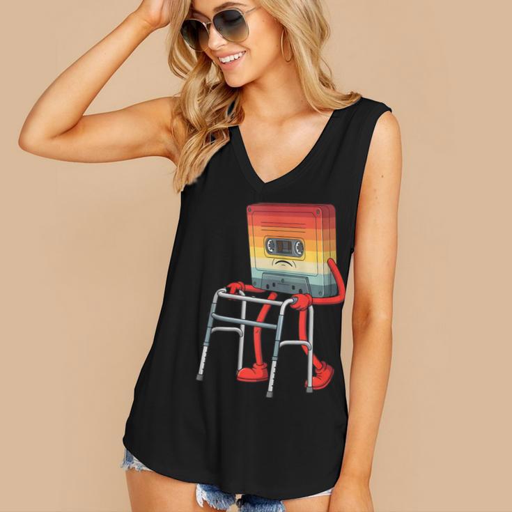 Old Vintage Cassette Tape 70s 80s 80s Outfit Nostalgia Women's V-Neck Tank Top Old Vintage Cassette Tape 70s 80s 80s Outfit Nostalgia Women's V-Neck Tank Top