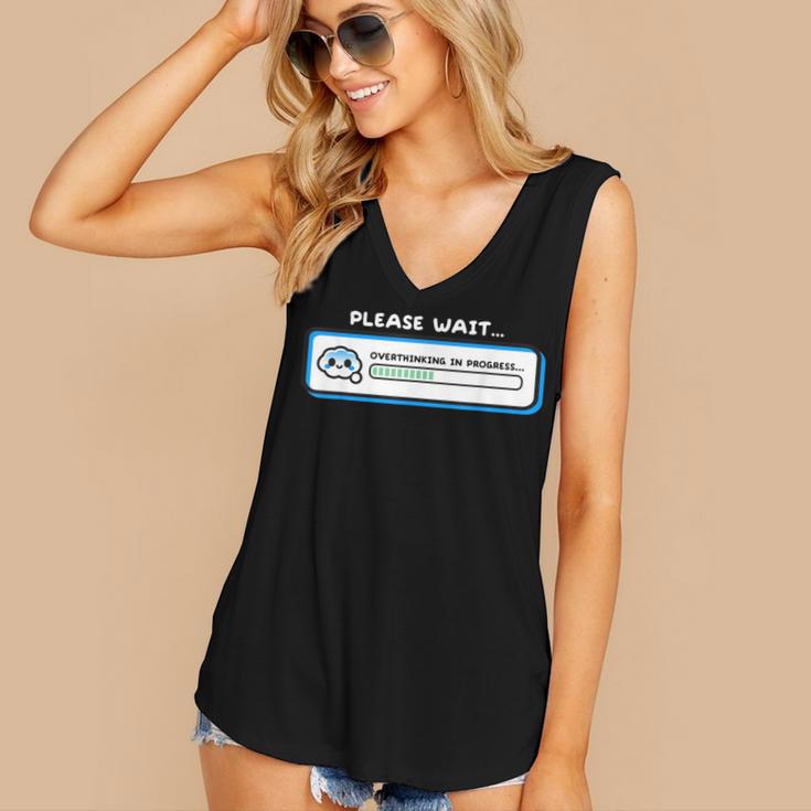 Overthinking In Progress Introvert Please Wait Women's V-Neck Tank Top Overthinking In Progress Introvert Please Wait Women's V-Neck Tank Top