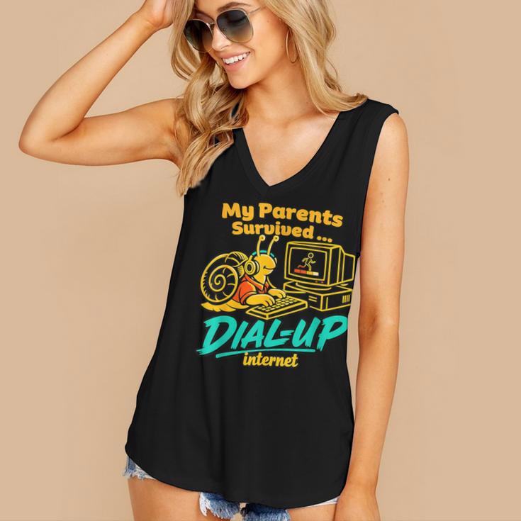 My Parents Survived Dial Up Internet Nostalgia 90s Women's V-Neck Tank Top My Parents Survived Dial Up Internet Nostalgia 90s Women's V-Neck Tank Top