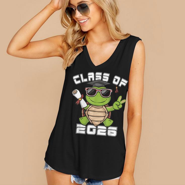 Peace Sign Hand Turtle Class Of 2026 Graduation Women's V-Neck Tank Top