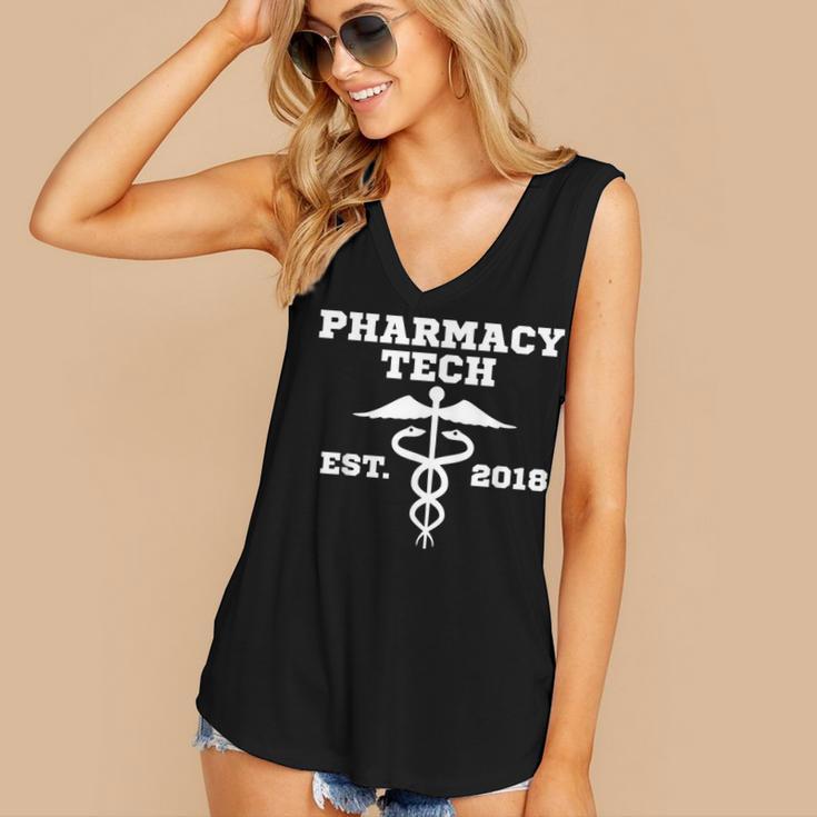 Pharmacy Tech GraduationShirt Student Est 2018 Women's V-Neck Tank Top