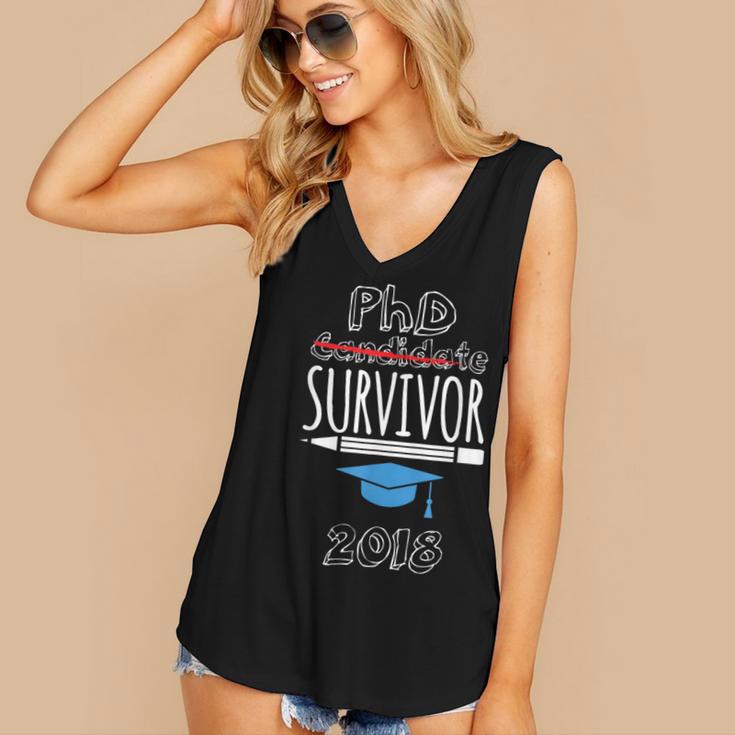 PhD Survivor 2018 Tshirt For PhD Graduates Graduation Gift Women's V-Neck Tank Top