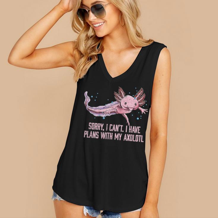 I Have Plans With My Axolotl Salamander Introvert Women's V-Neck Tank Top