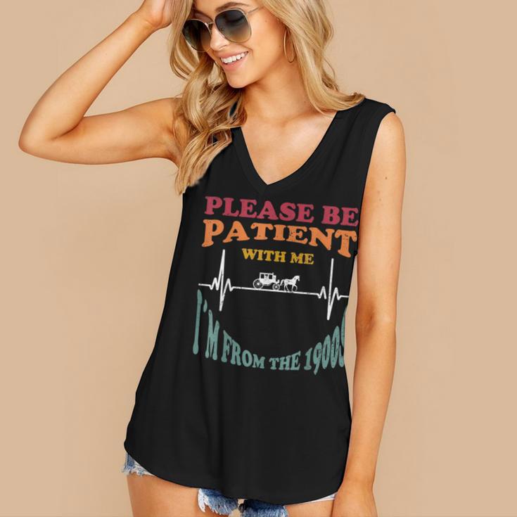 Please Be Patient With Me I'm From The 1900s Heart Beat Women's V-Neck Tank Top