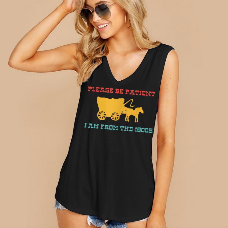 Please Be Patient I'm From The 1900s Millennial Humor Retro Women's V-Neck Tank Top