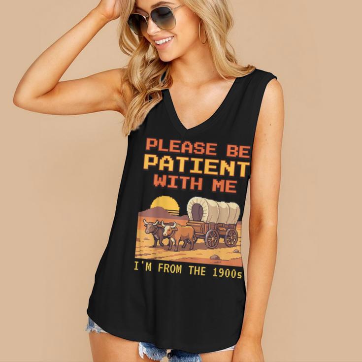 Please Be Patient I'm From The 1900s Retro Pixel Art Women's V-Neck Tank Top