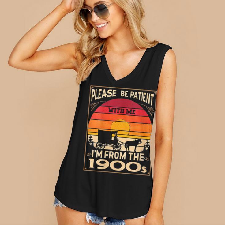 Please Be Patient I'm From The 1900s Sunset Vintage Wagon Women's V-Neck Tank Top