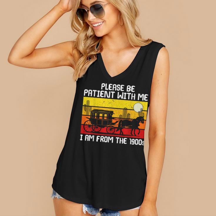Please Be Patient With Me I'm From The 1900s Vintage Sun Set Women's V-Neck Tank Top