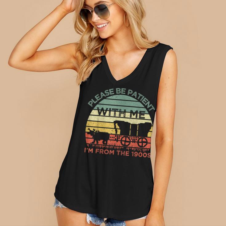 Please Be Patient With Me I'm From The 1900s Vintage Sunset Women's V-Neck Tank Top